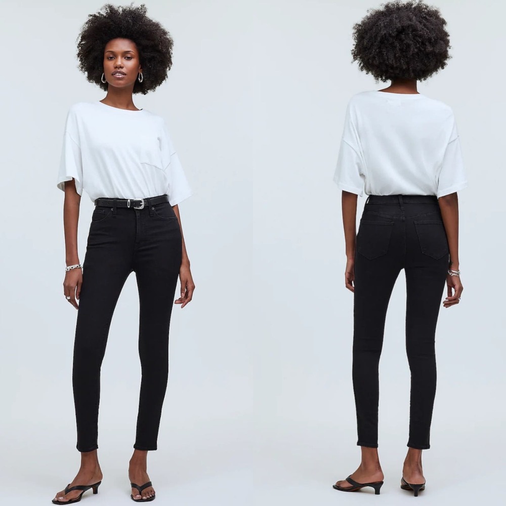 NWT Madewell‎ 10" High Rise Skinny Jeans Black Frost Wash Size 26